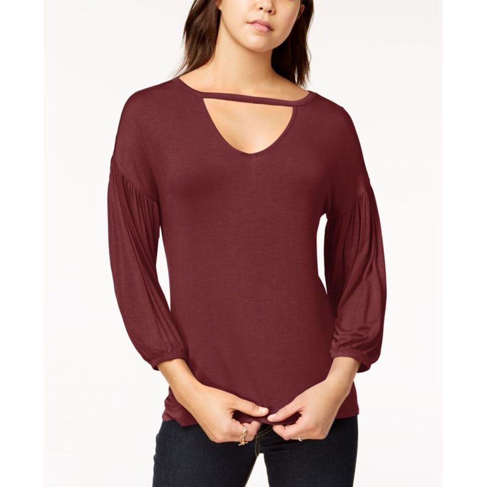 Ultra Flirt Juniors Keyhole Bubble Sleeve Top